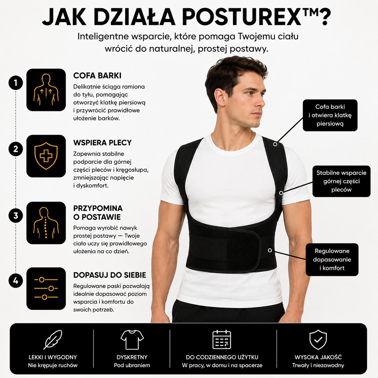 Posturex™ – korektor postawy dla prostych pleców i codziennego komfortu